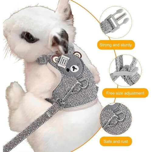 Adjustable Rabbit Harness, Rabbit Leash, Breathable Mesh Harness for Small Animals, Escape Proof, Kitten Harness 2