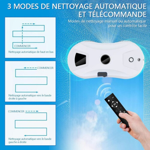 5600Pa Electric Window Cleaning Robot - Water Spray Function - 3 Modes, Remote Control and 10 Cleaning Cloths 1
