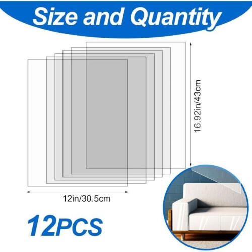 12Pcs Cat Scratch Protector, 30.5*43cm Cat Scratch Protector Furniture Protector, Transparent Self-adhesive Sticker 1