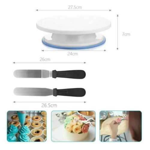 Cake Turntable Pastry Kit Include Cake Bags and Kitchen Cake Decorating Tool (107Pcs/Set) 1