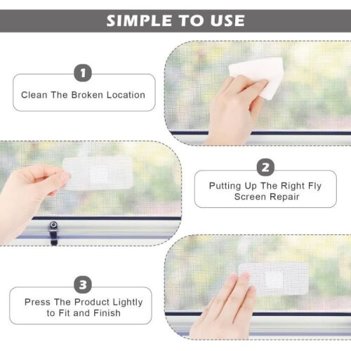 Window Screen Repair Kit - 30pcs - Hook and Loop Fastener - Fiberglass 2