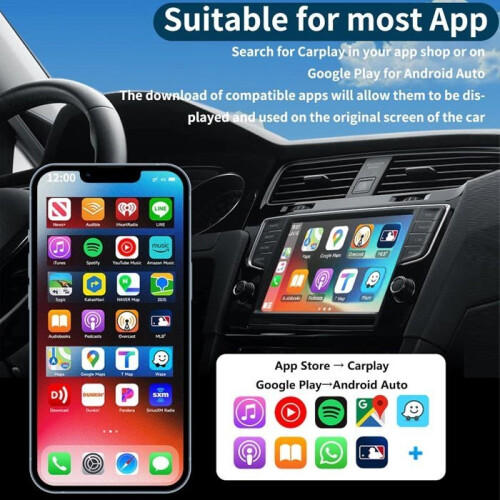 Wireless Carplay Adapter Android Auto and Carplay Wireless Adapter for iPhone, Compatible with iOS 10+ and Android 11.0+ 2