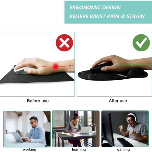 Ergonomisk musematte med håndleddsstøtte i minneskum 1