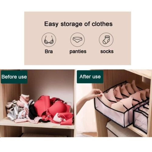 Underwear Drawer Organizer, Foldable Closet Storage Boxes with 6-7-11 Compartments Underwear Organizer 1