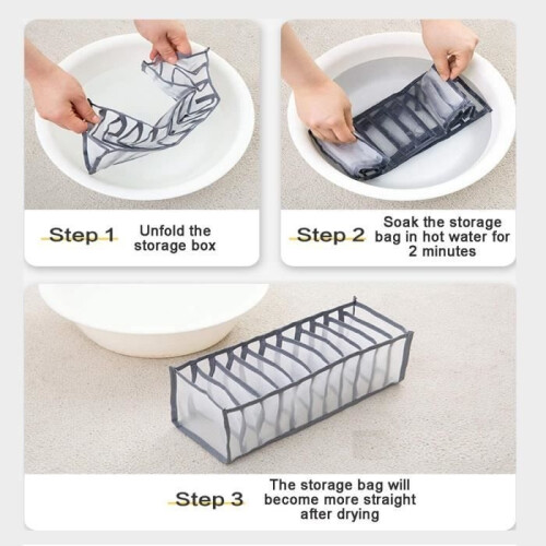 Underwear Drawer Organizer, Foldable Closet Storage Boxes with 6-7-11 Compartments Underwear Organizer 2