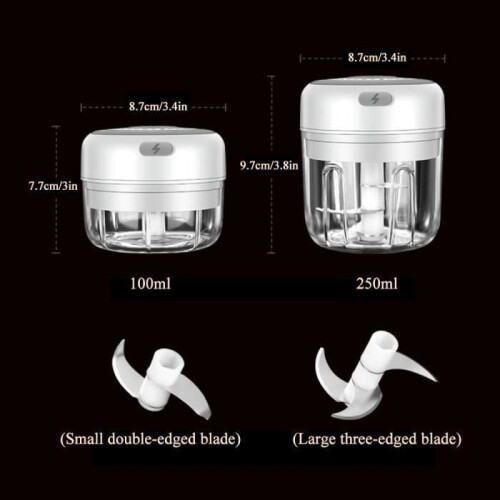 Garlic Crusher Mini Chopper Mini Electric Garlic Press-White Three Blades 250ml 1