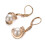White Pearl Dangle Earrings Rose Gold Plated Leverback 4