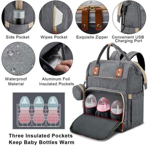 Baby Changing Backpack with Changing Mat (Dark Grey) 1