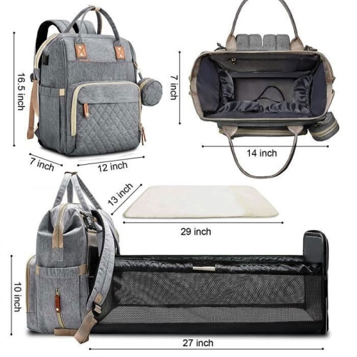Baby Changing Backpack with Changing Mat (Dark Grey) 2