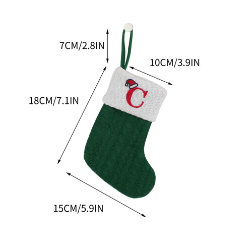 Mini meia de Natal bordada com inicial de 7 polegadas 1