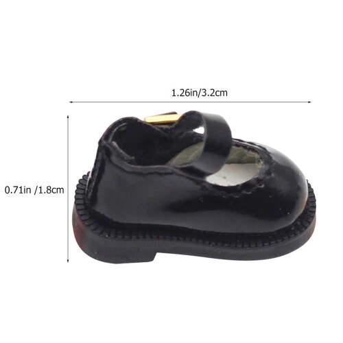 Sapatos de boneca DIY pretos em PU (1 par, 1,3 x 0,7 x 0,6 polegadas) 1
