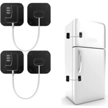 2Pcs Fridge Lock Children, Lock Refrigerator Door Cabinet Window with Code, Adhesive Lock Restrictor Cable Door