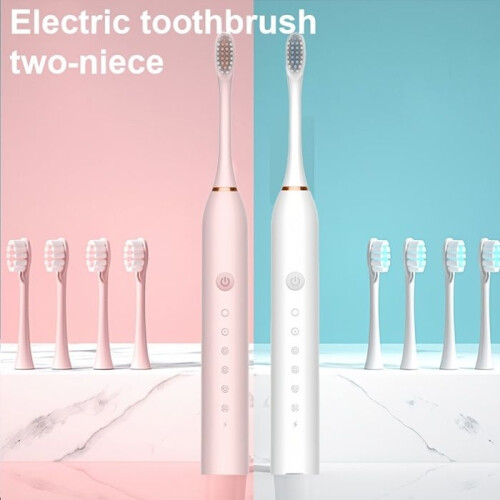 Pack Sonic Electric Toothbrushes with 6 Modes and Timer, Includes 4/8 Replacement Soft Bristle Brush Heads