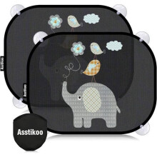 Asstikoo 2 Pack Baby Car Sun Shade with UV Protection 45 x 35.5 cm with 8 Suction Cups, for Kids Car Window