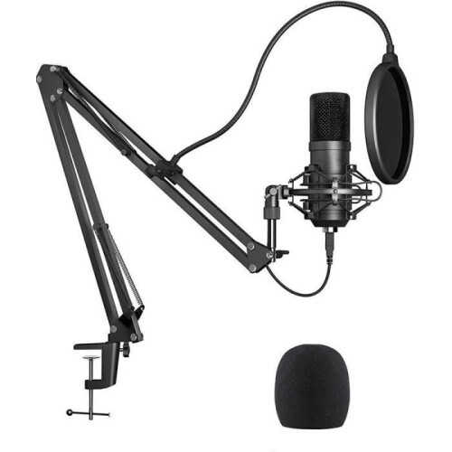 192KHZ/24BIT USB Condenser Microphone with Scissor Arm Stand and Pop Filter