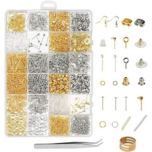 2416 Pcs Jewelry Making Kit Silver Gold Clasp Bracelet Jewelry Repair Accessory for DIY Earrings Necklaces