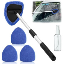 Windshield Cleaning Brush, Extendable Car Cleaning Brush, Windshield Cleaning Tool with 4 Cleaning Pads