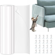 Cat Sofa Protector Anti-Scratch, 30cm*500CM Transparent Protective Sticker, Anti-Scratch Furniture Protector with 20 Screws