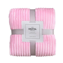 Blanket - Flannel - 180x200 cm - Microfiber - Light pink - Striped texture