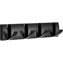 Wall Mounted Coat Rack with 4 Hooks, Modern Black Folding Bathroom Coat Rack, Space Saving Towel Rack,Nor 32cm