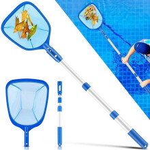 Pool Skimmer, Pool Surface Skimmer with Telescopic Handle, Pool Skimmer Bottom Skimmer for Cleaning Pool Leaves,