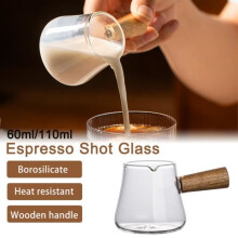 MOOHOP Glass Espresso Cup with Wooden Handle - 110ML