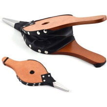 Fireplace Bellows - Vintage - Solid Wood - Metal Nozzle - Synthetic Leather - Portable