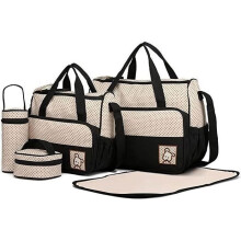 Baby Diaper Bag Set of 5 for Mom and Baby - Black