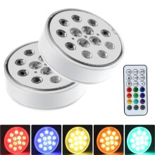 2PCS Rechargeable Submersible LED Light, With Remote Control RGB Color Decoration Lighting for Pond/Vase/Pool