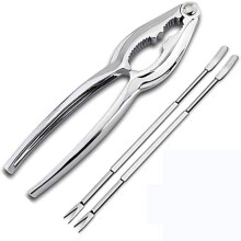 Crab cracker, 3 seafood tools, metal nut crackers, with crab claw and 2 crab forks