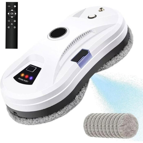 5600Pa Window Cleaning Robot - Water Spray Function - 3 Modes, Remote Control and 10 Cleaning Cloths