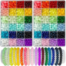 1400pcs Glass Beads for Jewelry Making, 24 Colors 8mm Crystal Beads, Bracelet Making Kit