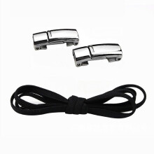Pair No Tie Shoelaces with Magnetic Hook Elastic Flat Shoelaces for Kids Sneakers - Black