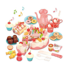 Cake toys with lights and music for birthday parties, food cutting toys, kitchen toys with tea set