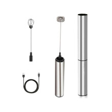 Rechargeable milk frother, battery operated, 2 speeds, portable coffee milk frother