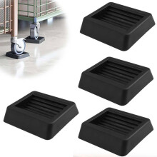 Furniture Casters 4 Pieces, Furniture Caster Cups, Square, Grooved Design, Black, Anti-Scratch, Rubber Chair Pad,