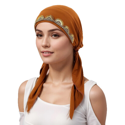 Practical Polyester Headscarf Sunflower-dark brown os