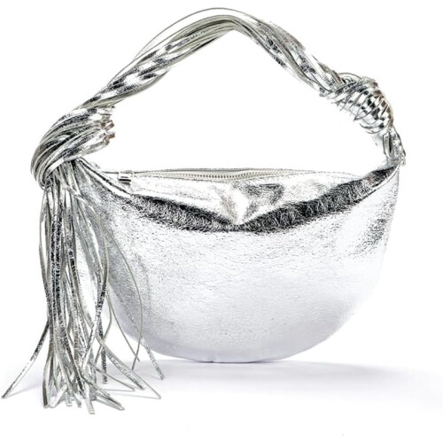 Damkutsch i PU-läder med silverfärgad tofsdesign