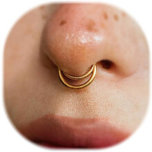 16G Simple Line Septum Ring Stacked Gold 1 Piece