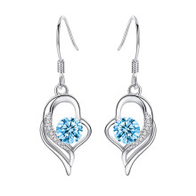 925 Sterling Silver Plumeria Drop Earrings Blue One Size