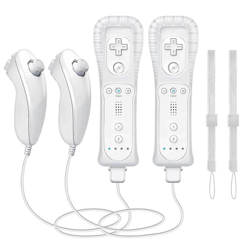 2PCS Motion Plus Remote Controller Compatible with Nintendo Wii and Wii U Console, Wireless Gaming Controller White