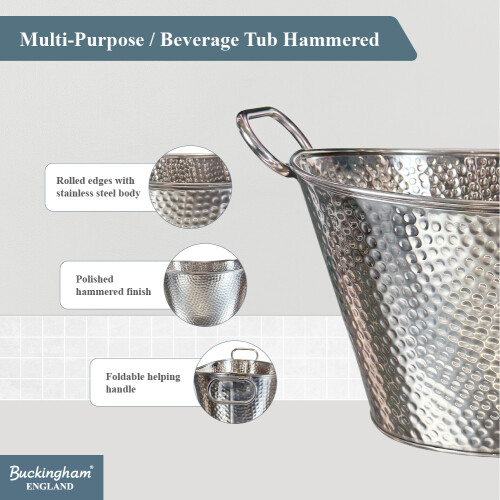 Buckingham Stainless Steel Multi-Purpose / Beverage Tub Hammered 2