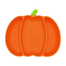 Assiette Ă ventouse en silicone citrouille d'Halloween Ă 3 compartiments