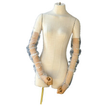 Fingerlose Brauthandschuhe mit klassischen Perlen,-Creme