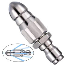 Sewer Jet Nozzle Stainless Steel Sewer Jetter Nozzle Head 1/4Inch Quick Connector, 5