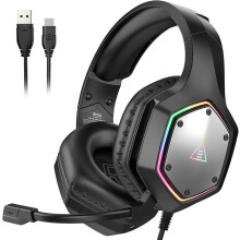 EKSA E1000V2 USB Gaming Headset for PC - Wired Computer Headphones with Microphone/Mic Noise Cancelling, 7.1 Surround Sound & RGB Light