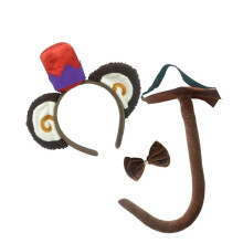 Monkey Cosplay Accessories Set Faux Hair Ears-Dark Brown