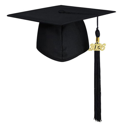 2026 Graduation Cap Classical Square Design-Black aldult