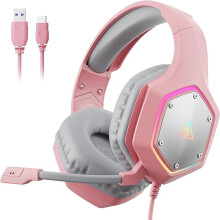 EKSA E1000V2 USB Gaming Headset for PC - Wired Computer Headphones with Microphone/Mic Noise Cancelling, 7.1 Surround Sound & RGB Light
