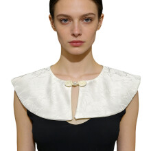 Collier détachable d'épaule chinoise à motif floral pour-Blanc